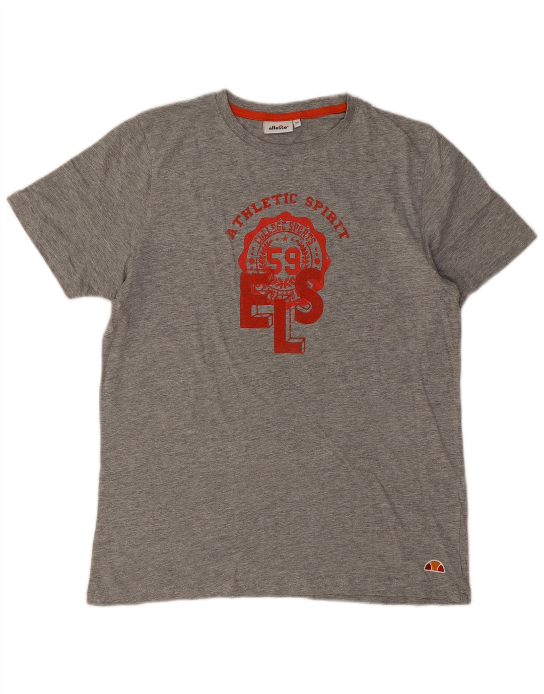 Camiseta masculina Ellesse com estampa gráfica de algodão manchado cinza médio