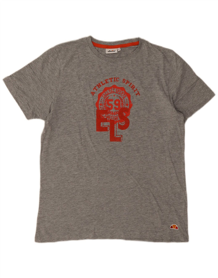 Camiseta masculina Ellesse com estampa gráfica de algodão manchado cinza médio