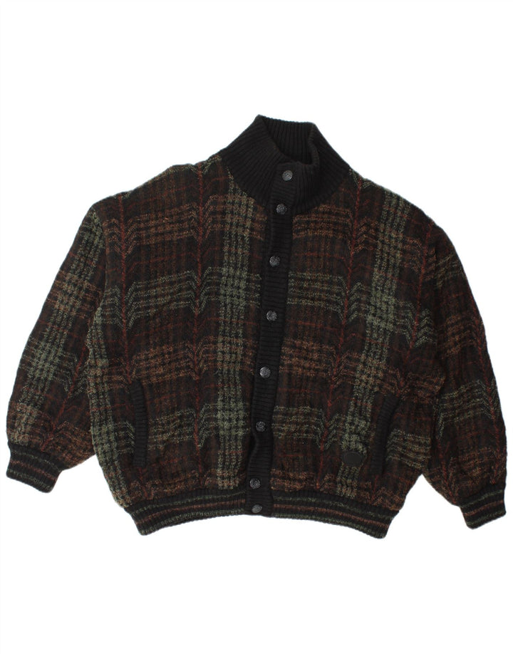 Lancetti Mens Knit Bomber Jacket UK 40 Grande Xadrez Verde