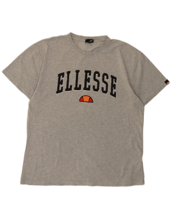 Camiseta masculina Ellesse com estampa gráfica grande algodão manchado cinza