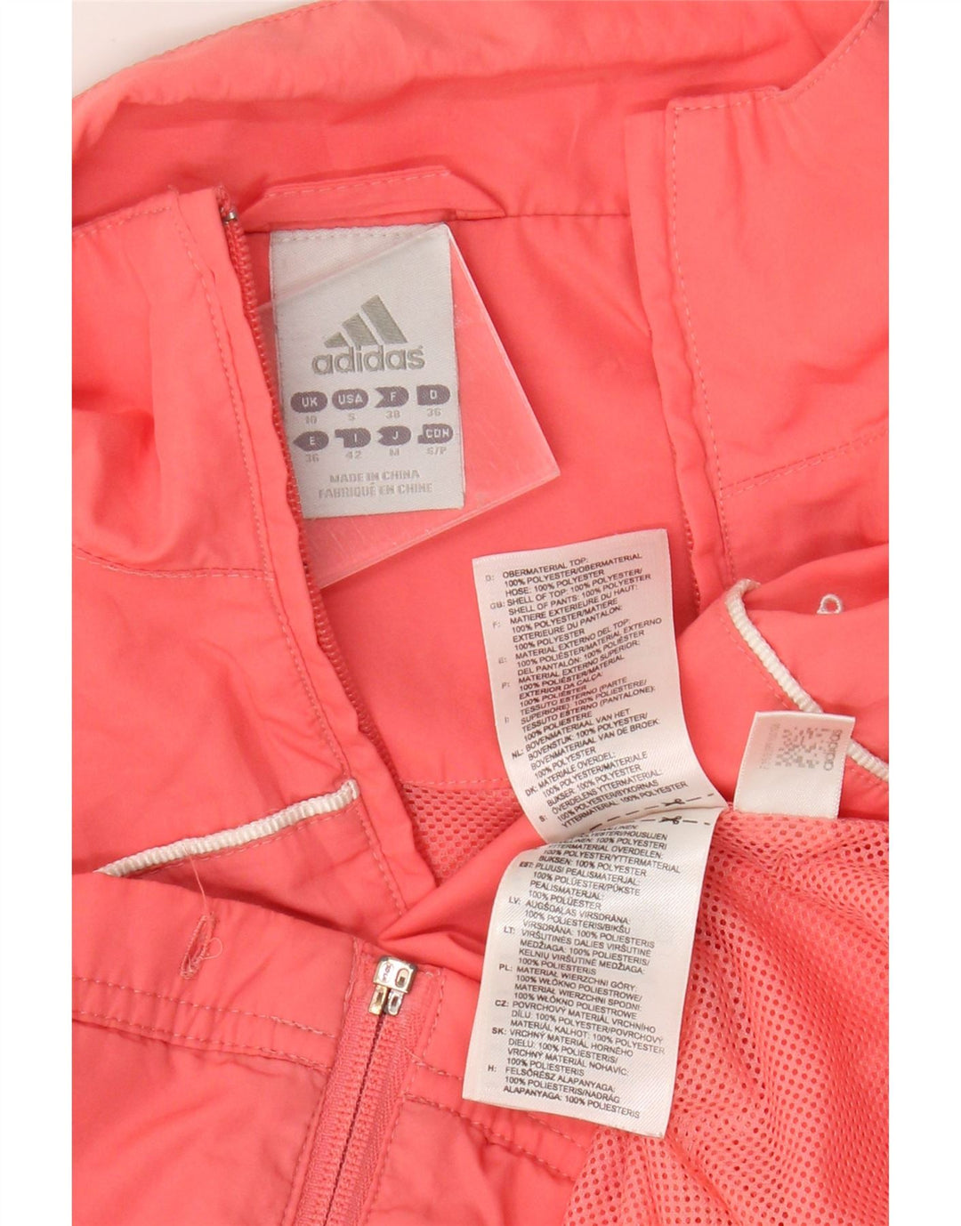 Adidas Womens Oversized Tracksuit Top Jacket UK 10 Pequeno Rosa Poliéster