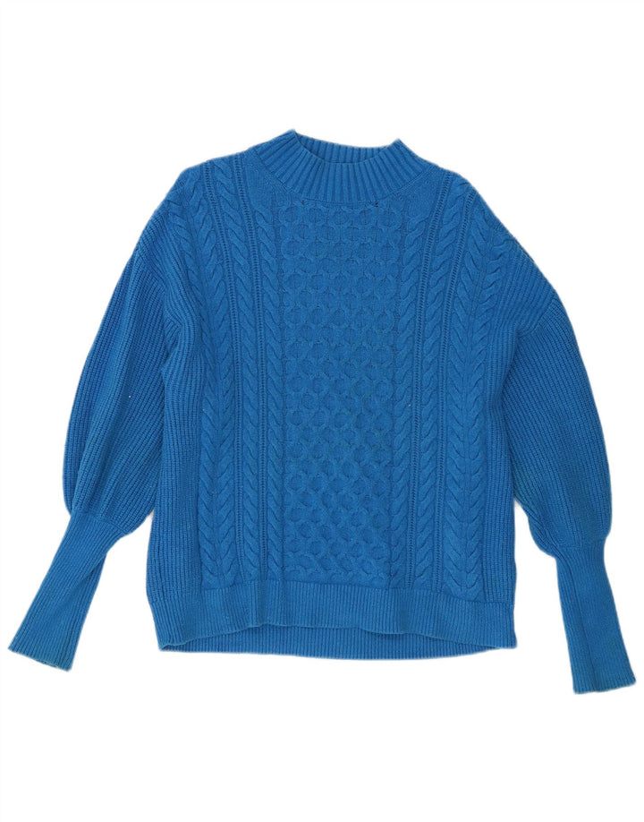 Suéter feminino Marks & Spencer com gola tartaruga Reino Unido 16 grande viscose azul
