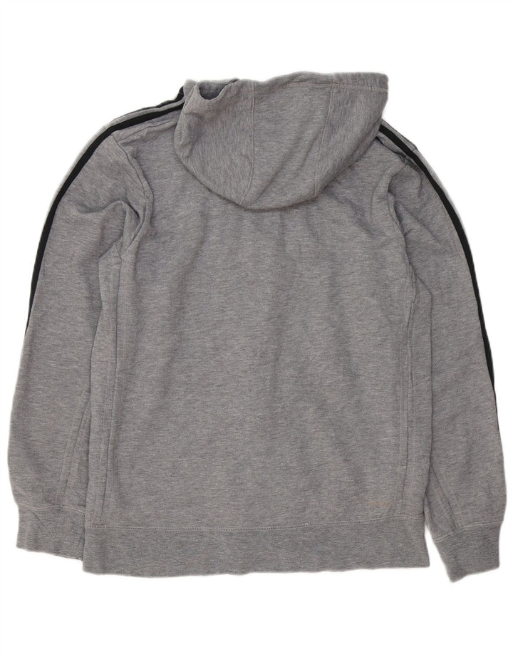 Adidas masculino zip moletom com capuz médio algodão cinza