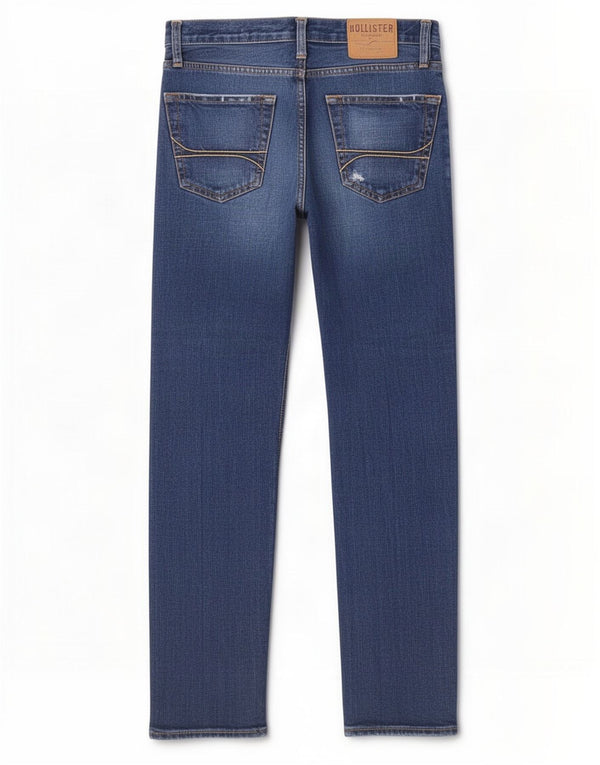 Hollister Mens Distressed Slim Jeans W28 L30 Azul Marinho Algodão