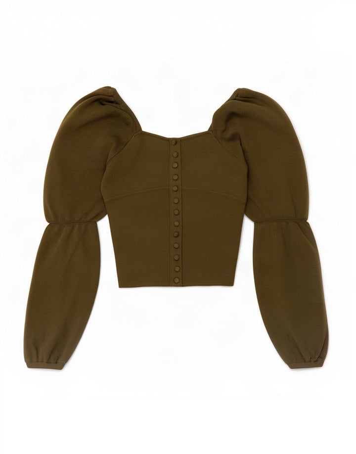 Zara Womens Long Sleeve Crop Top Reino Unido 8 Pequeno Verde