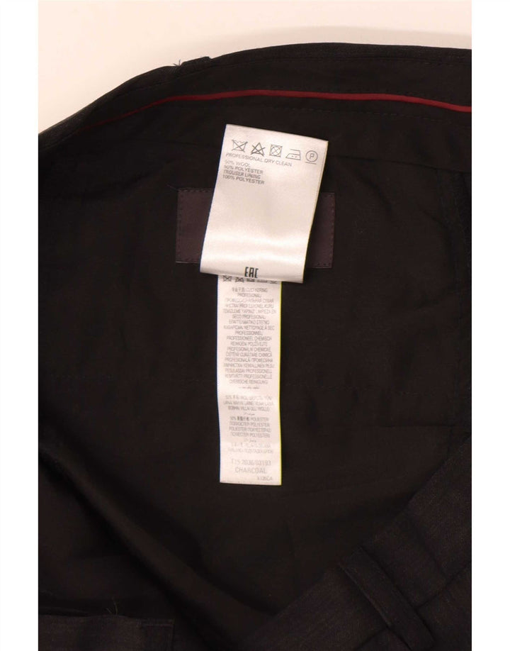 Calça masculina de ajuste regular Marks & Spencer W36 L31 lã cinza