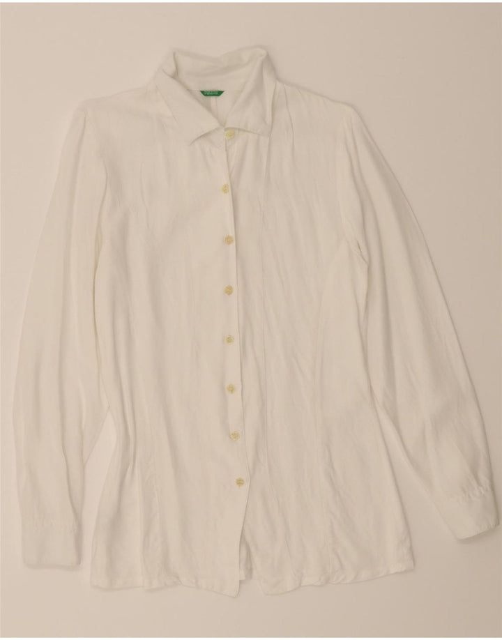 Blusa feminina BENETTON UK 12 viscose branca média
