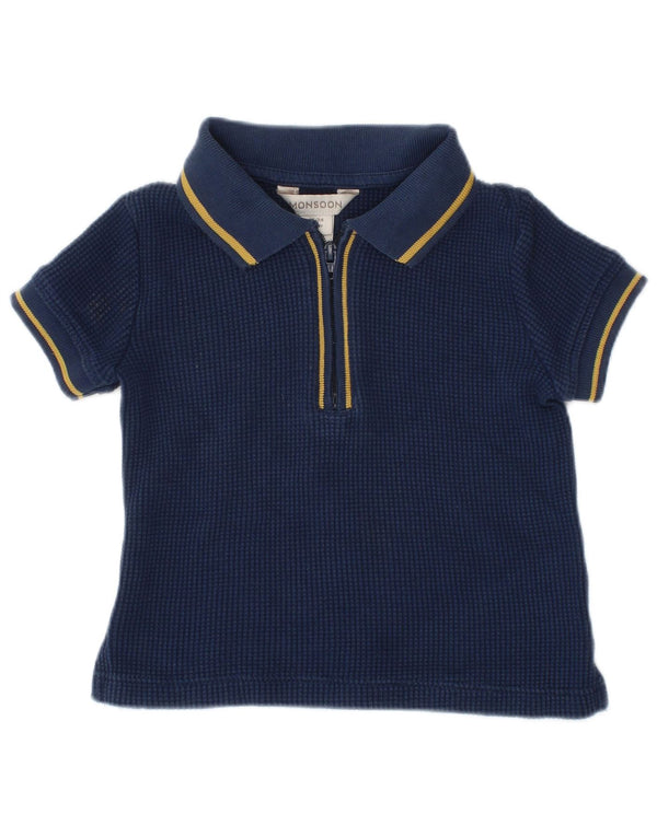 Camisa pólo Monsoon Baby Girls 18-24 meses algodão azul marinho