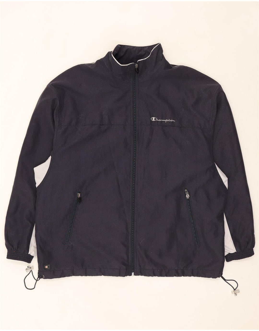 Jaqueta masculina de agasalho Champion grande poliéster colorblock azul marinho