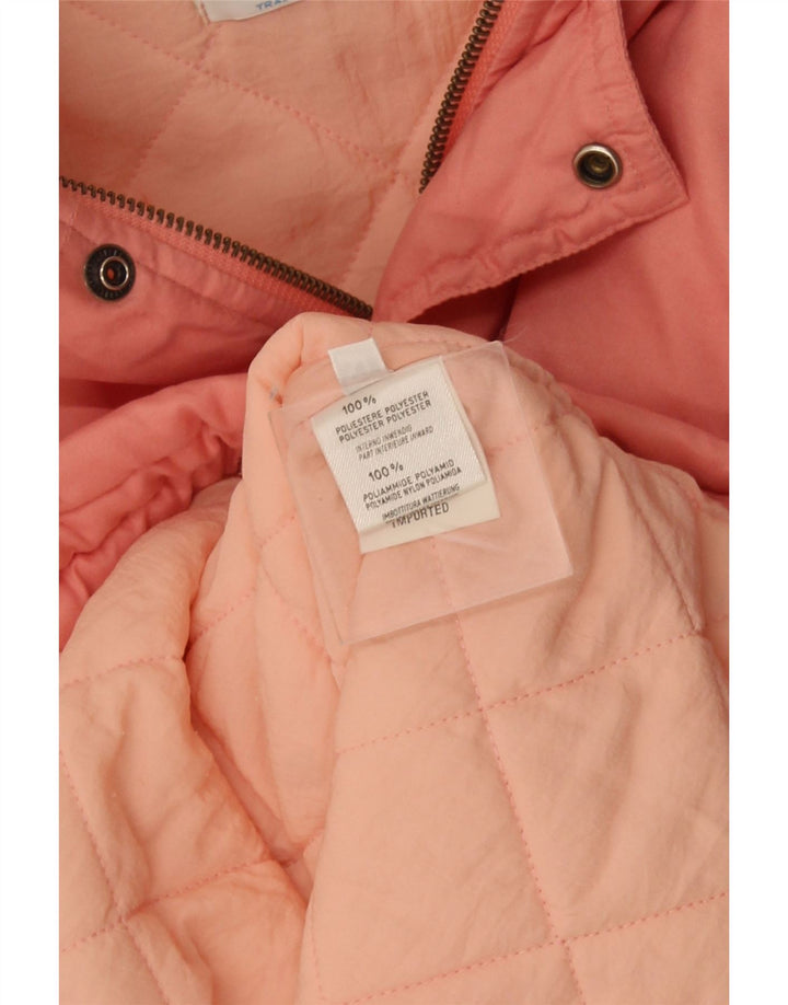 Jaqueta acolchoada com capuz feminina Benetton UK 18 XL poliéster rosa