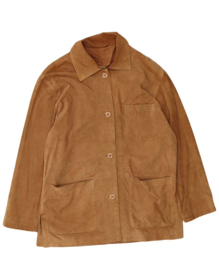 Jaqueta feminina VINTAGE de camurça Reino Unido 16 grande couro marrom