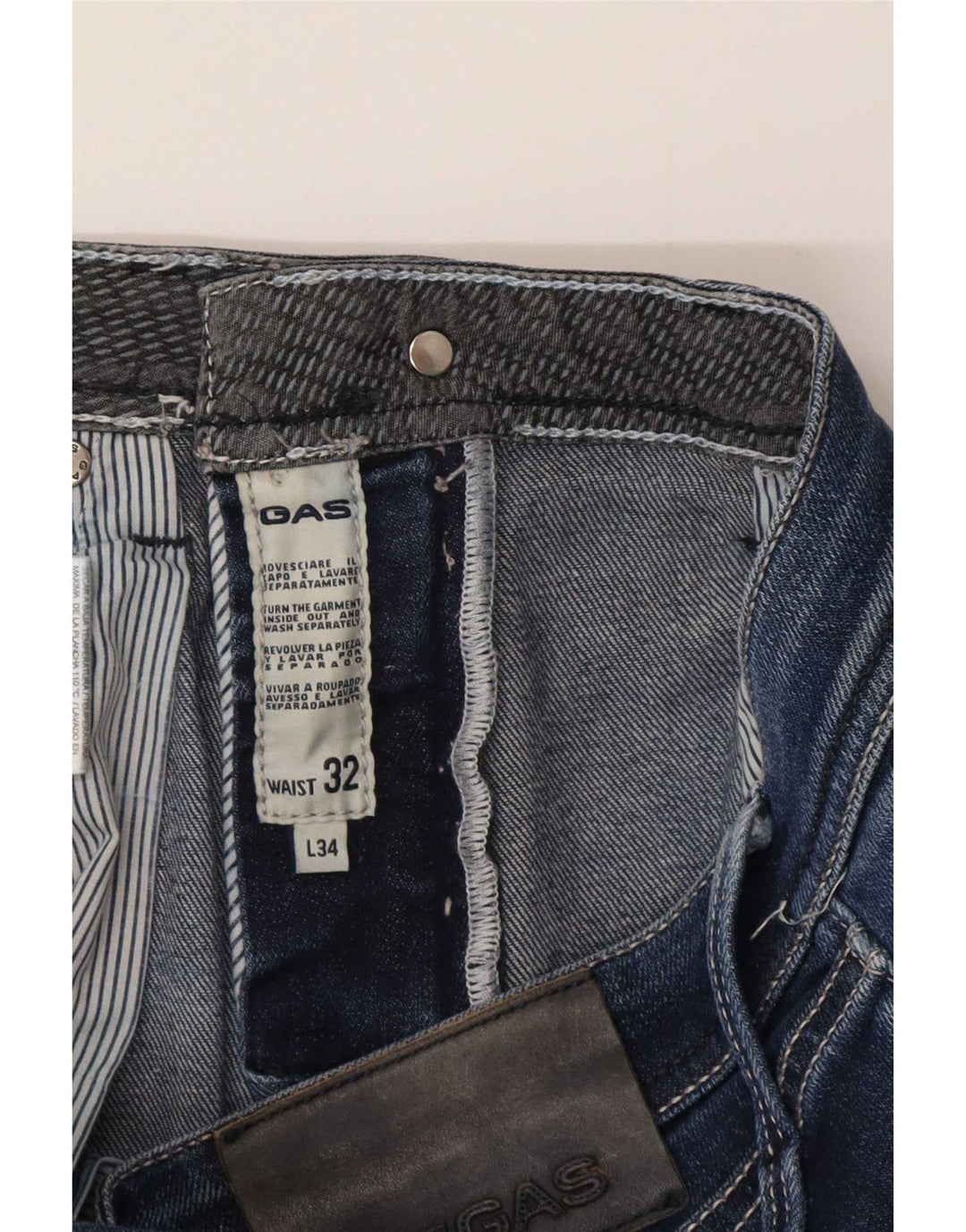 Gas Mens Albert Slim Jeans W32 L34 Azul Algodão