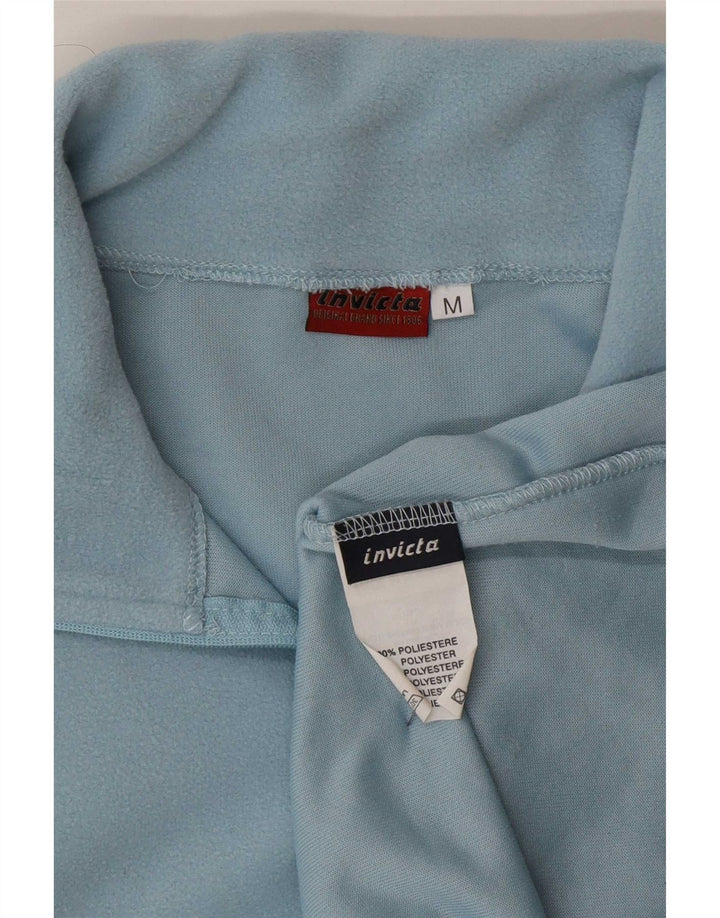 Suéter de lã feminino Invicta com zíper e gola UK 12 poliéster azul médio