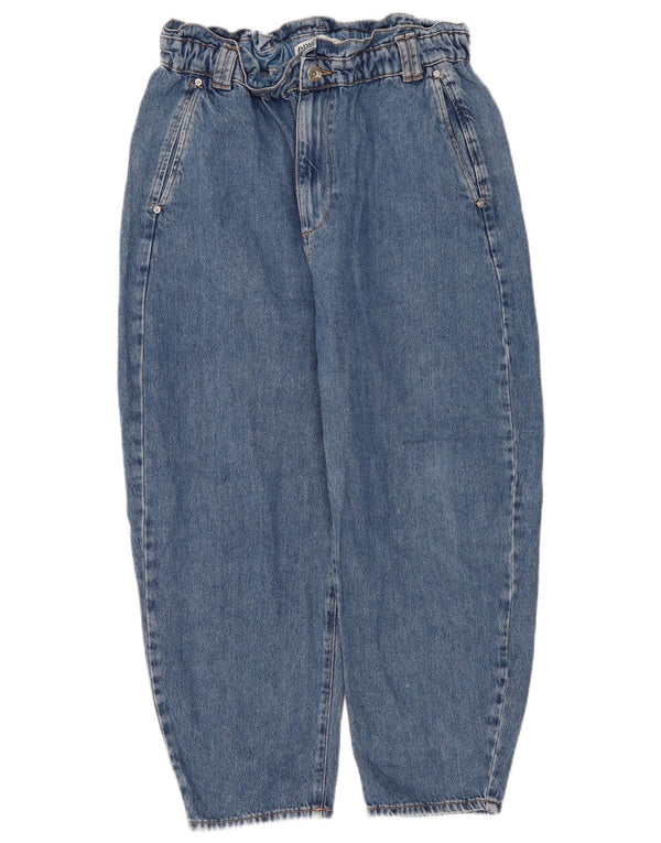 Calça jeans feminina Zara com cintura alta e cintura alta EU 44 XL W34 L24 azul algodão