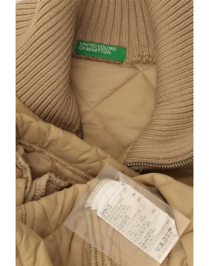 Jaqueta acolchoada feminina Benetton UK 10 pequena poliamida bege