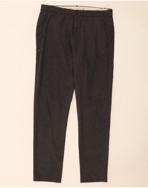 Zara Mens Slim Chino Calças EU 40 Médio W30 L29 Cinza Salpicado