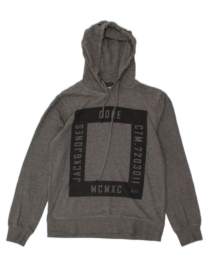 JACK & JONES Mens Graphic Hoodie Jumper Large Grey Cotton Vintage Jack & Jones and Second-Hand Jack & Jones from Messina Hembry 
