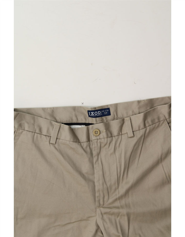 IZOD Mens Slim Fit Chino Trousers W34 L32 Beige Cotton Vintage Izod and Second-Hand Izod from Messina Hembry 