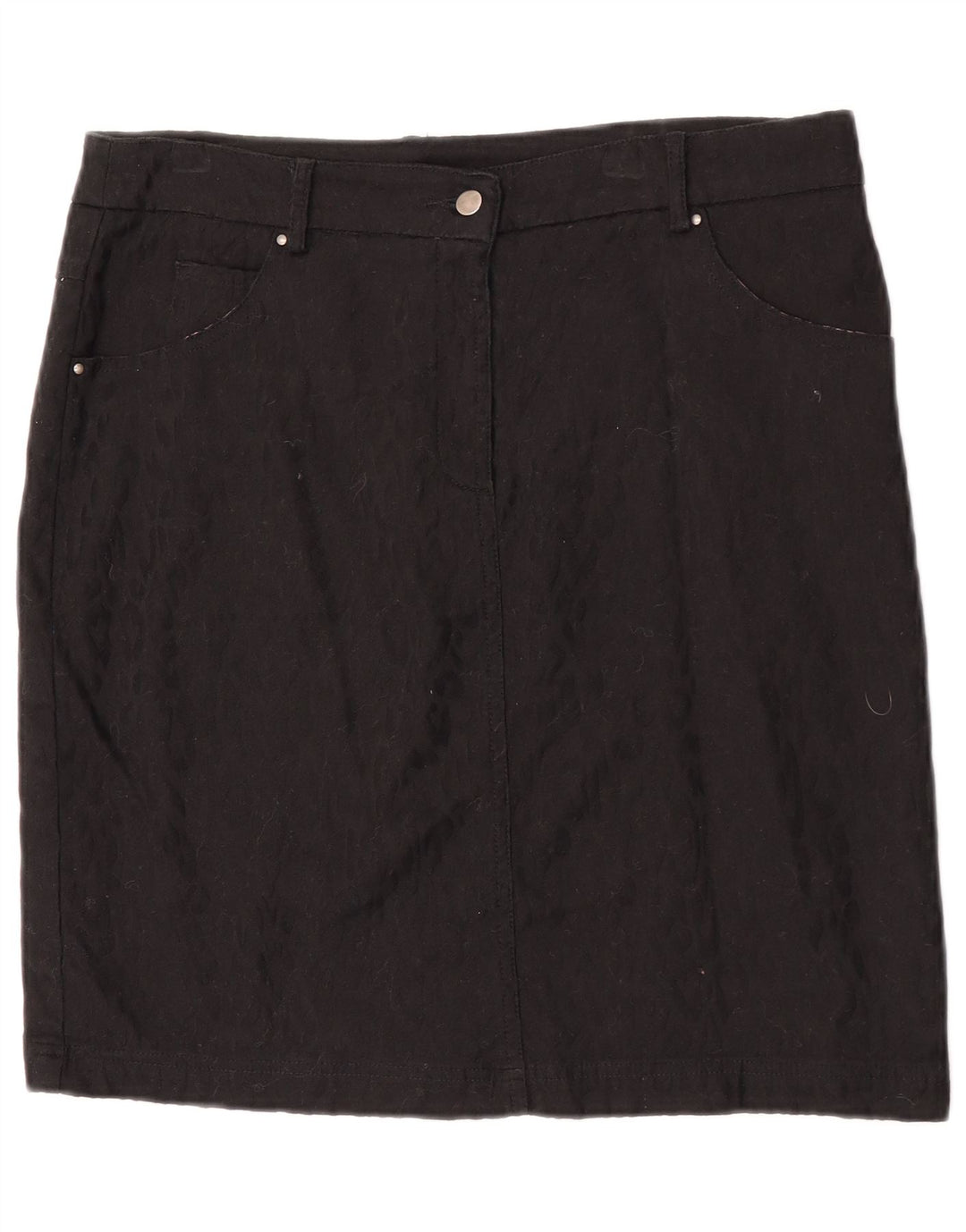 Saia reta feminina Laura Ashley Reino Unido 12 médio W34 algodão preto