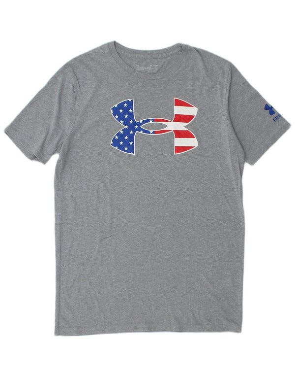 Under Armour Camiseta masculina gráfica top pequeno algodão manchado cinza