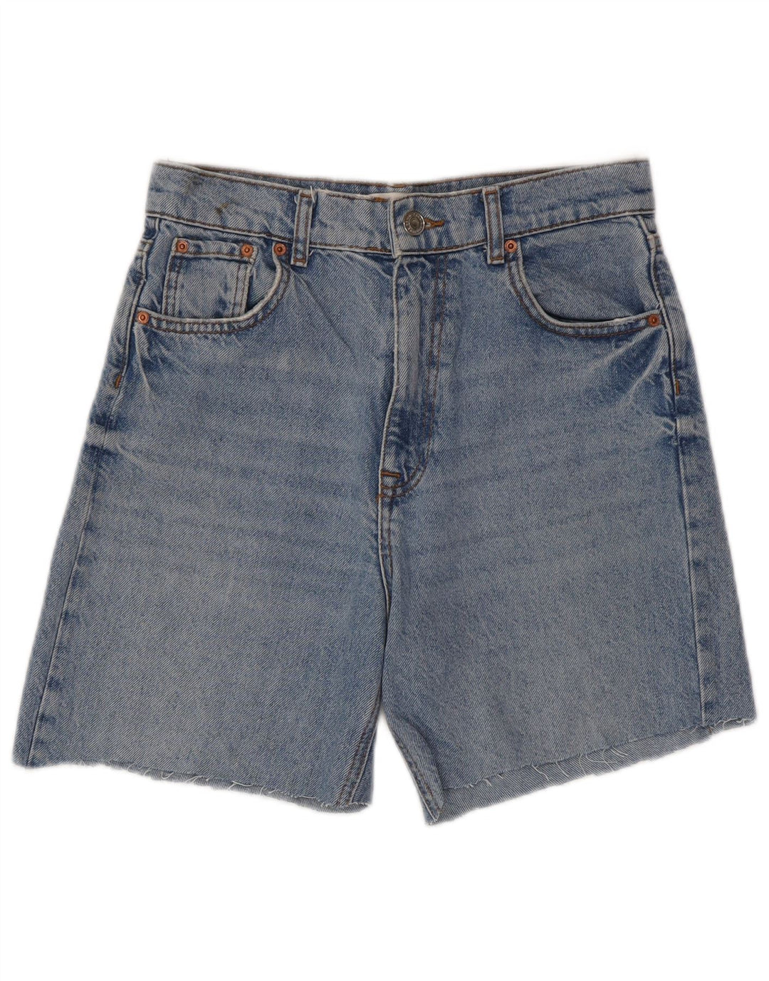 Shorts jeans feminino Zara EU 38 pequeno W28 algodão azul