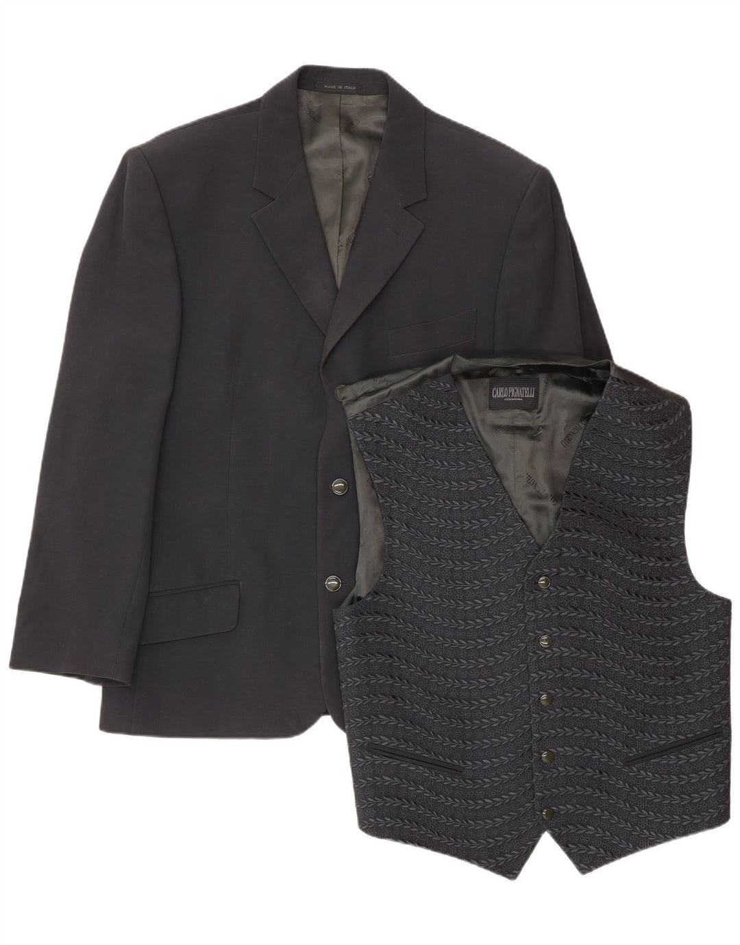 Conjunto masculino de 3 botões e 2 peças Carlo Pignatelli IT 52 XL azul marinho acetato