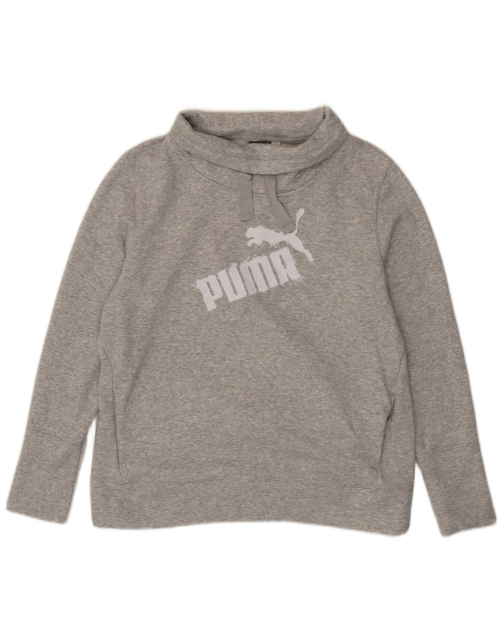 Moletom feminino PUMA com gola redonda e gola redonda, suéter UK 16 grande cinza manchado
