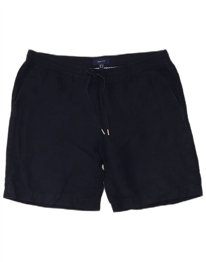 Shorts chino feminino Gant UK 12 médio W34 linho azul marinho