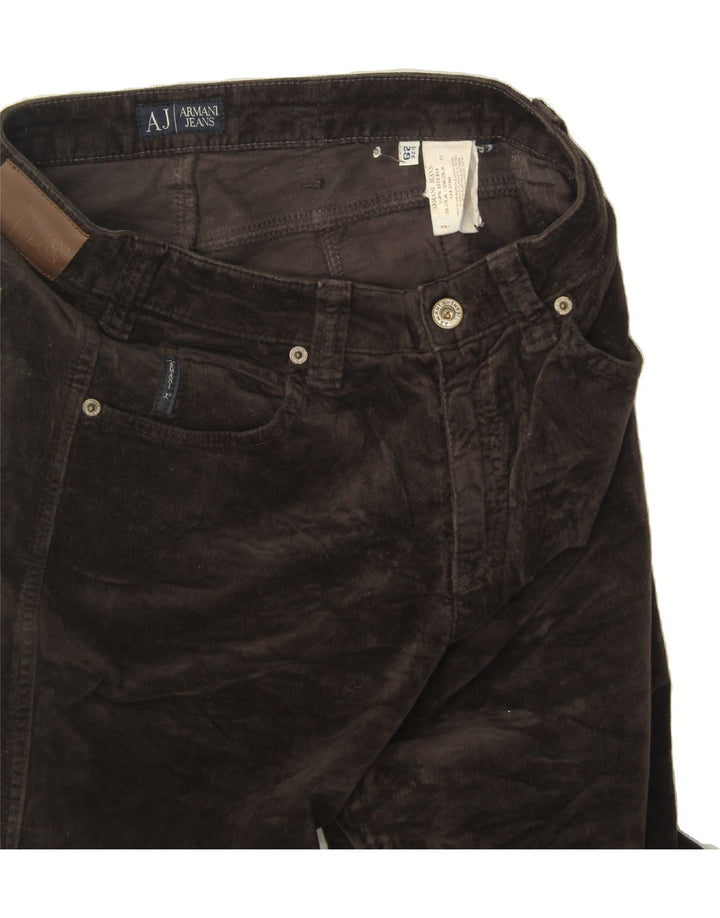 ARMANI Womens Straight Casual Trousers W29 L30 Brown Cotton Vintage Armani and Second-Hand Armani from Messina Hembry 