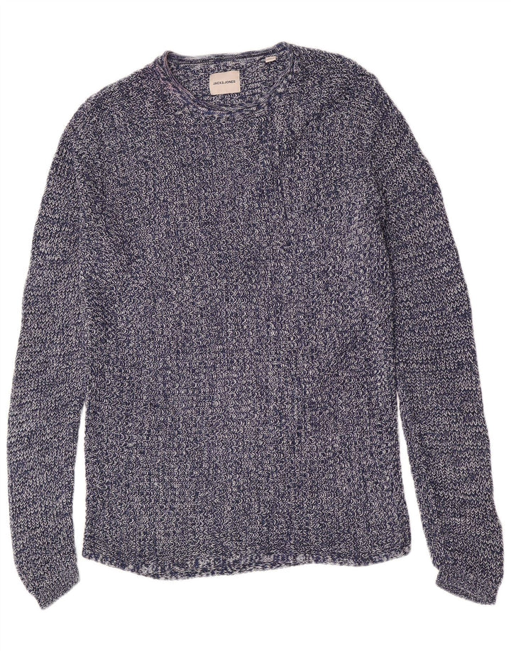 Suéter masculino Jack & Jones com gola redonda, algodão azul marinho médio