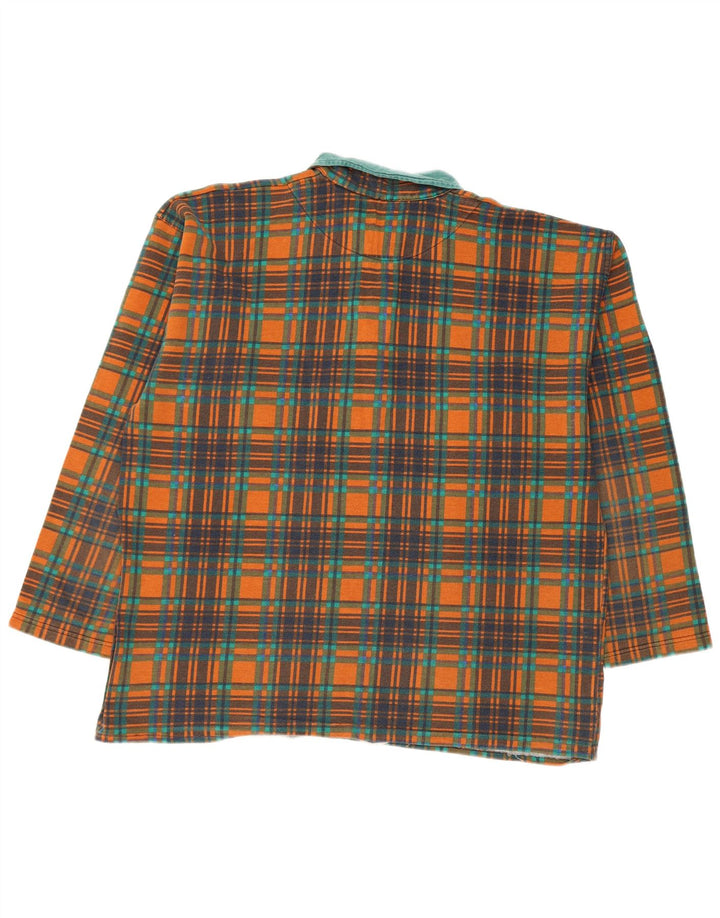 Suéter masculino vintage com gola polo XL laranja xadrez