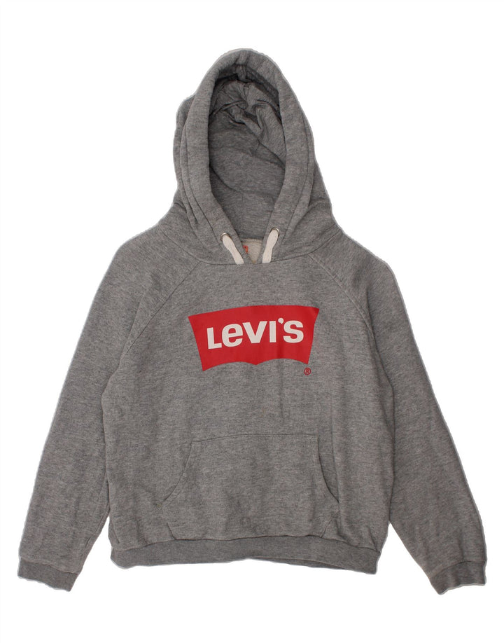 LEVI'S Boys Loose Fit Graphic Hoodie Jumper 9-10 Years Grey Cotton Vintage Levi's and Second-Hand Levi's from Messina Hembry 