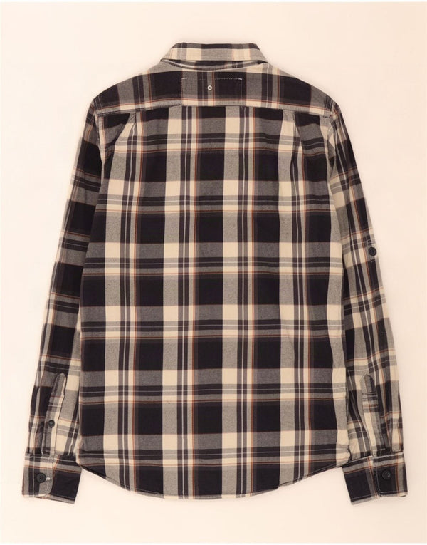 Superdry Mens Flannel Shirt Medium Navy Blue Plaid Cotton