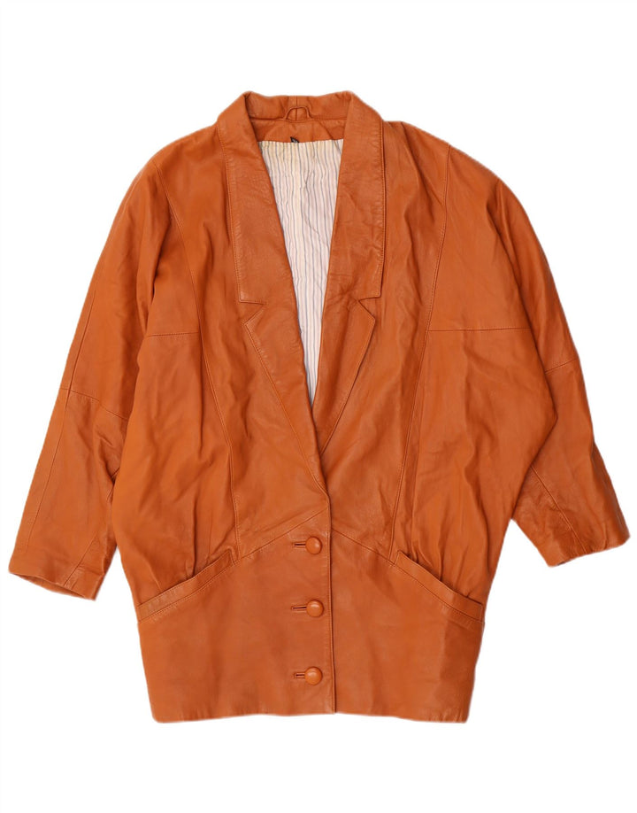 Casaco feminino vintage de couro Batwing UE 36 pequeno marrom