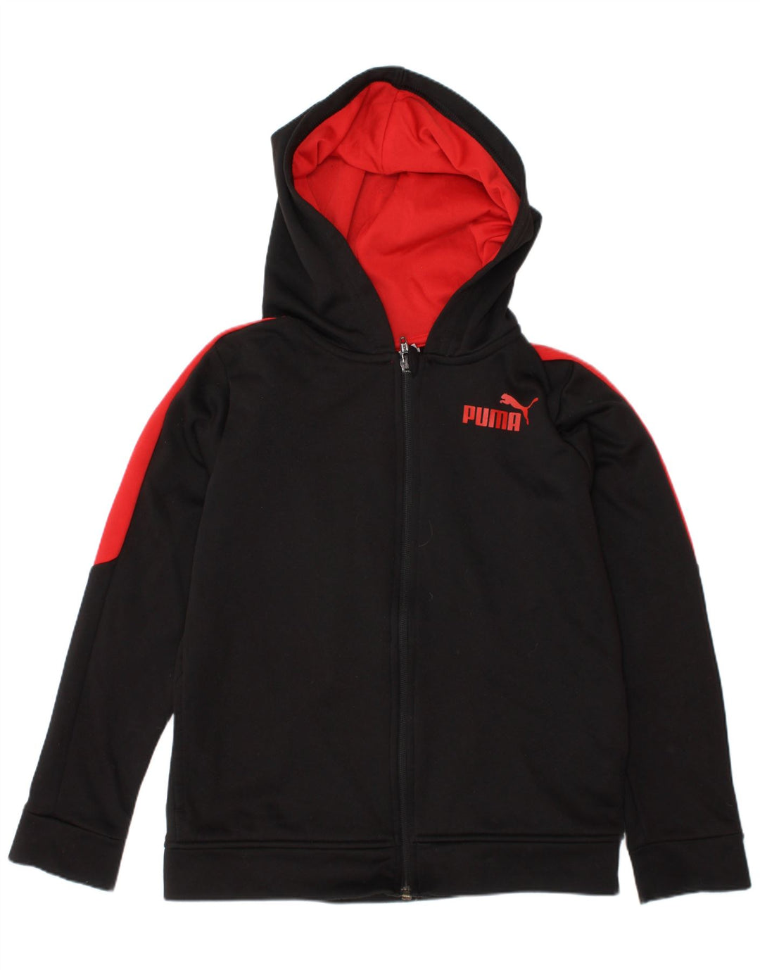 Suéter Puma Boys Zip com capuz 7-8 anos preto colorblock poliéster