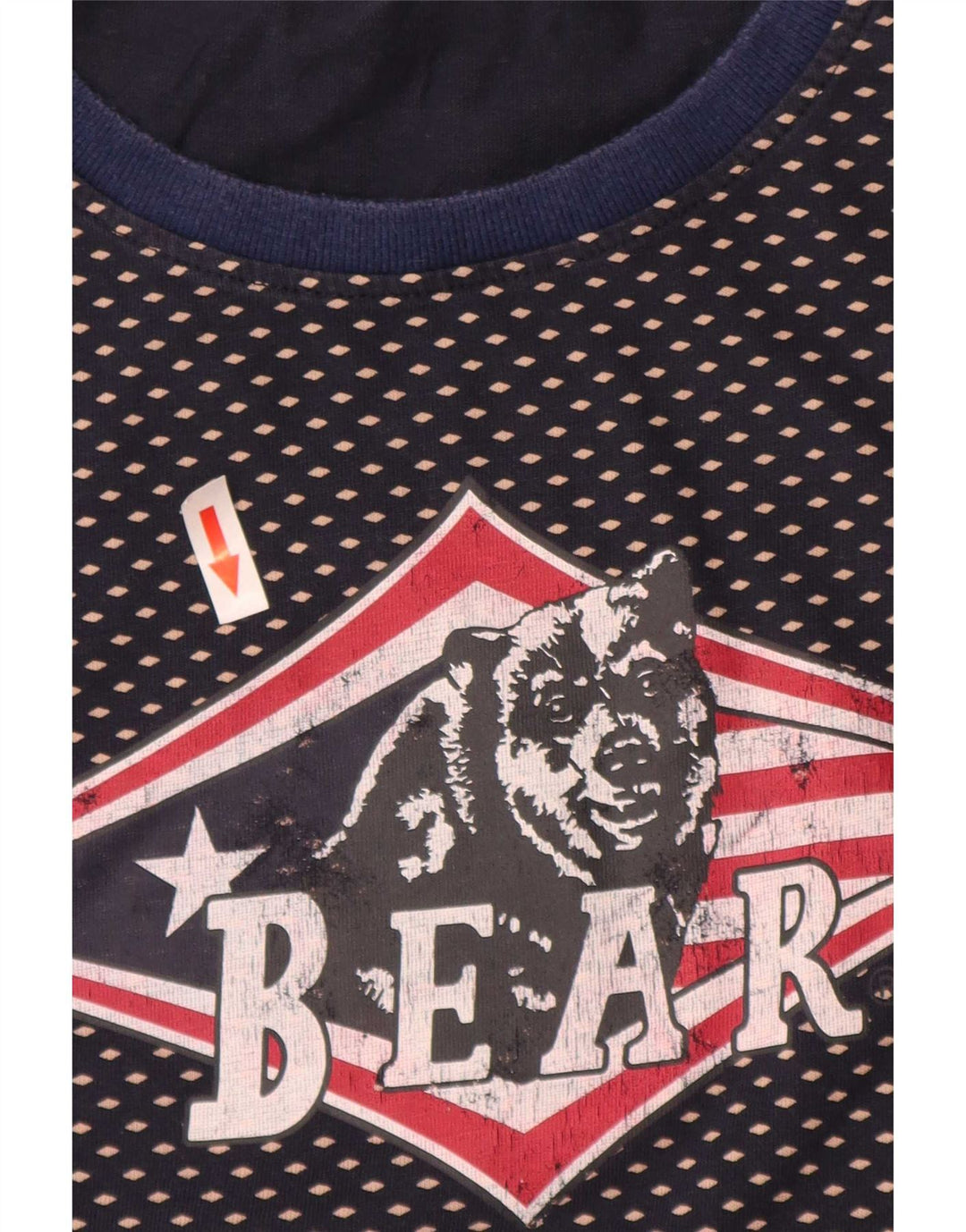 Camiseta masculina Bear com estampa gráfica grande algodão manchado azul marinho