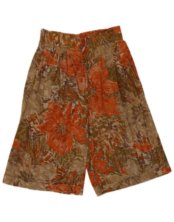 Bermuda feminina vintage de cintura alta W26 pequena boêmia multicolorida