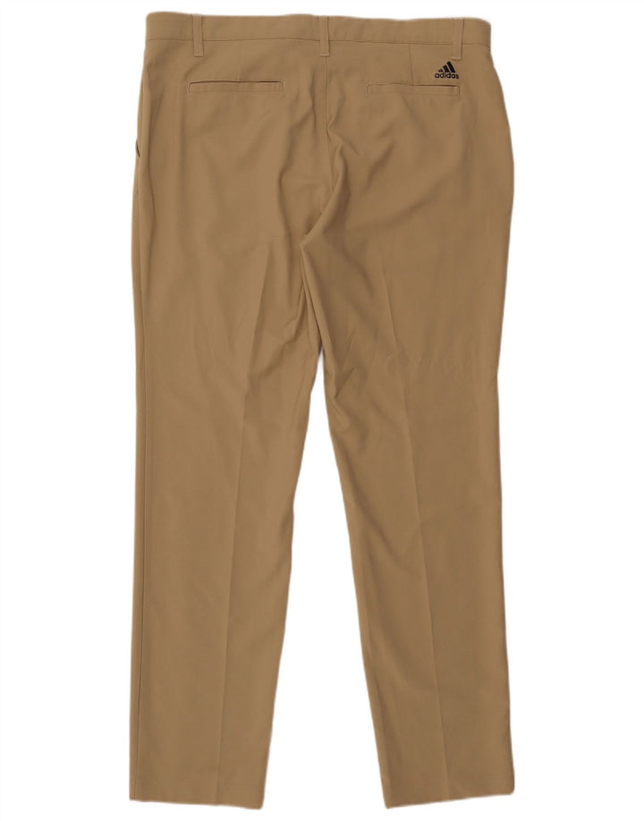 Adidas Mens Straight Chino Calças W36 L32 Poliéster Bege