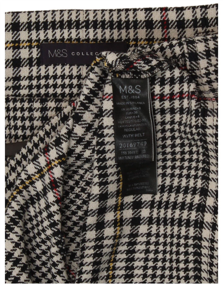 Minissaia feminina Marks & Spencer Reino Unido 8 pequena W26 algodão houndstooth preto