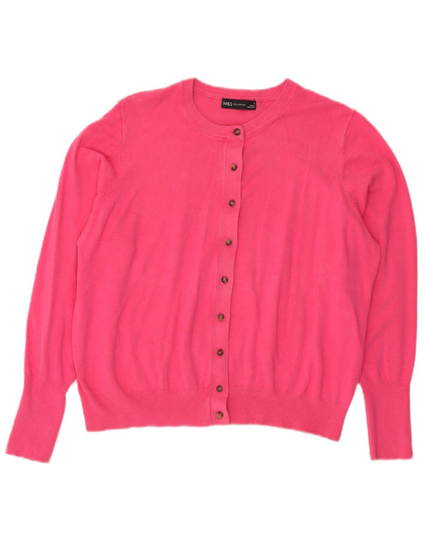 Suéter cardigã feminino Marks & Spencer UK 18 XL viscose rosa