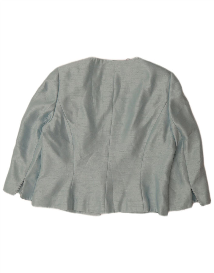 Jaqueta blazer feminina JACQUES VERT manga 3/4 com 1 botão Reino Unido 14 grande azul