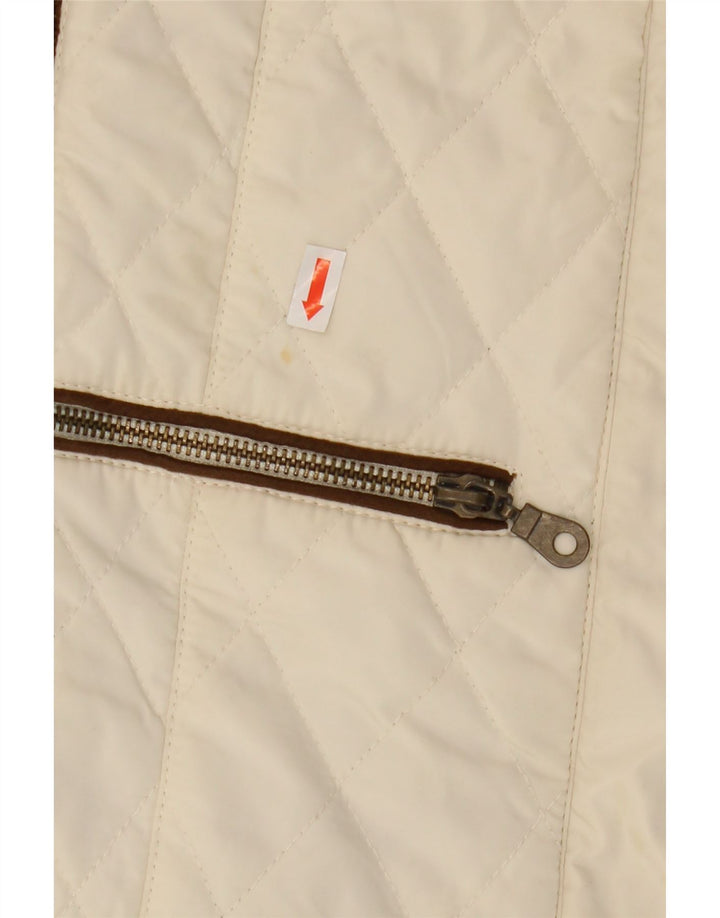 Zara Womens Quilted Gilet UK 12 Medium Off White Colourblock Poliéster