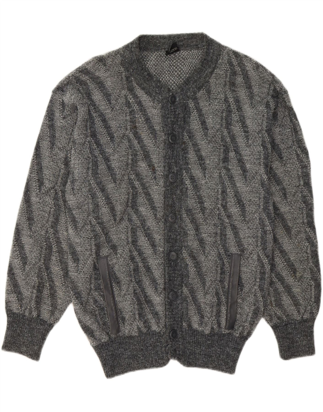 VINTAGE Mens Cardigan Sweater IT 52 Large Grey Virgin Wool Vintage Vintage and Second-Hand Vintage from Messina Hembry 