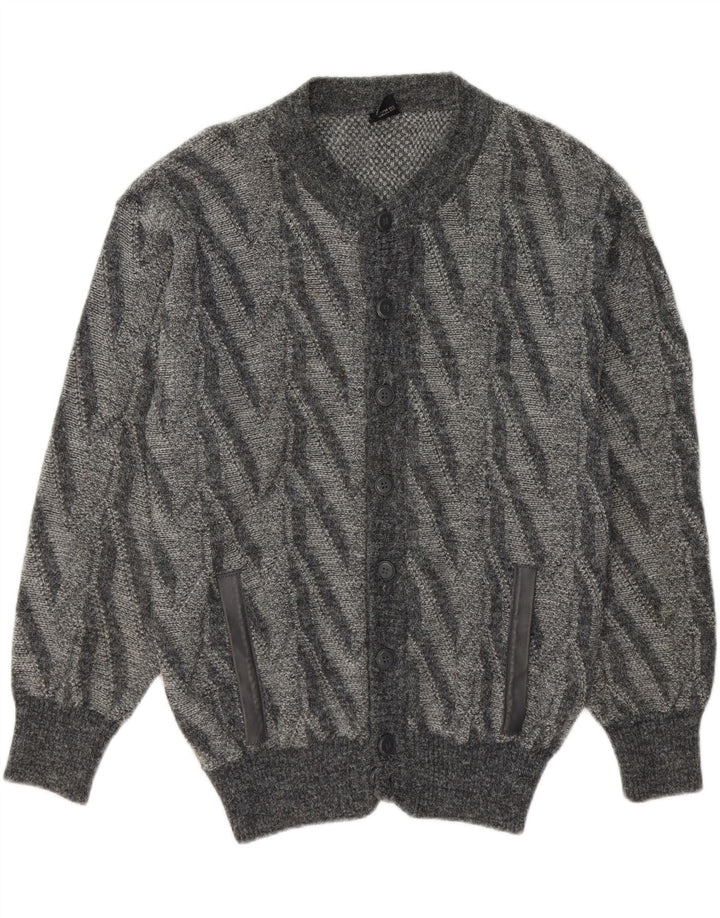 VINTAGE Mens Cardigan Sweater IT 52 Large Grey Virgin Wool Vintage Vintage and Second-Hand Vintage from Messina Hembry 
