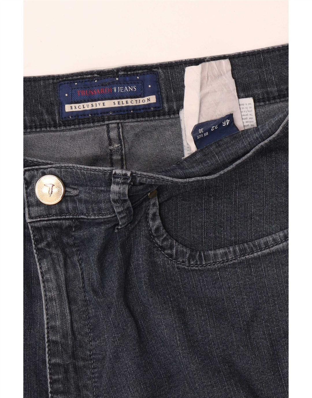 Jeans retos femininos Trussardi W30 L30 cinza