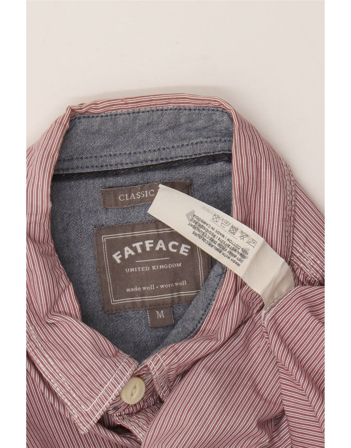 Fat Face Mens Camisa clássica de ajuste médio algodão listrado vermelho