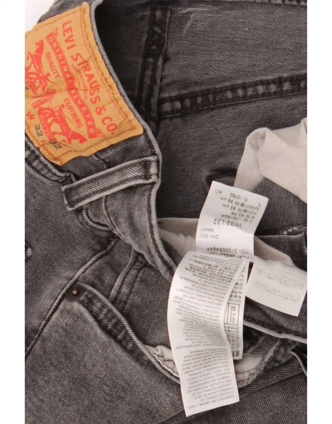 Calça jeans masculina Levi's 512 Slim Tapered W32 L32 cinza algodão