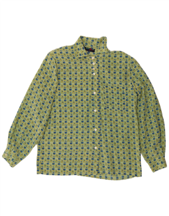 Blusa feminina estampada grande balão balão UE 36 pequena seda verde