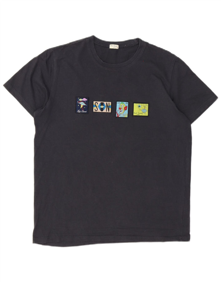 Camiseta masculina Paul Smith com estampa gráfica cinza médio algodão