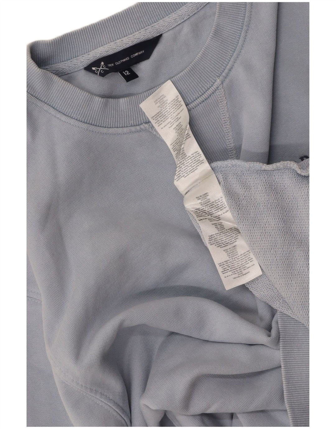 CREW CLOTHING Suéter feminino com capuz UK 12 algodão azul médio